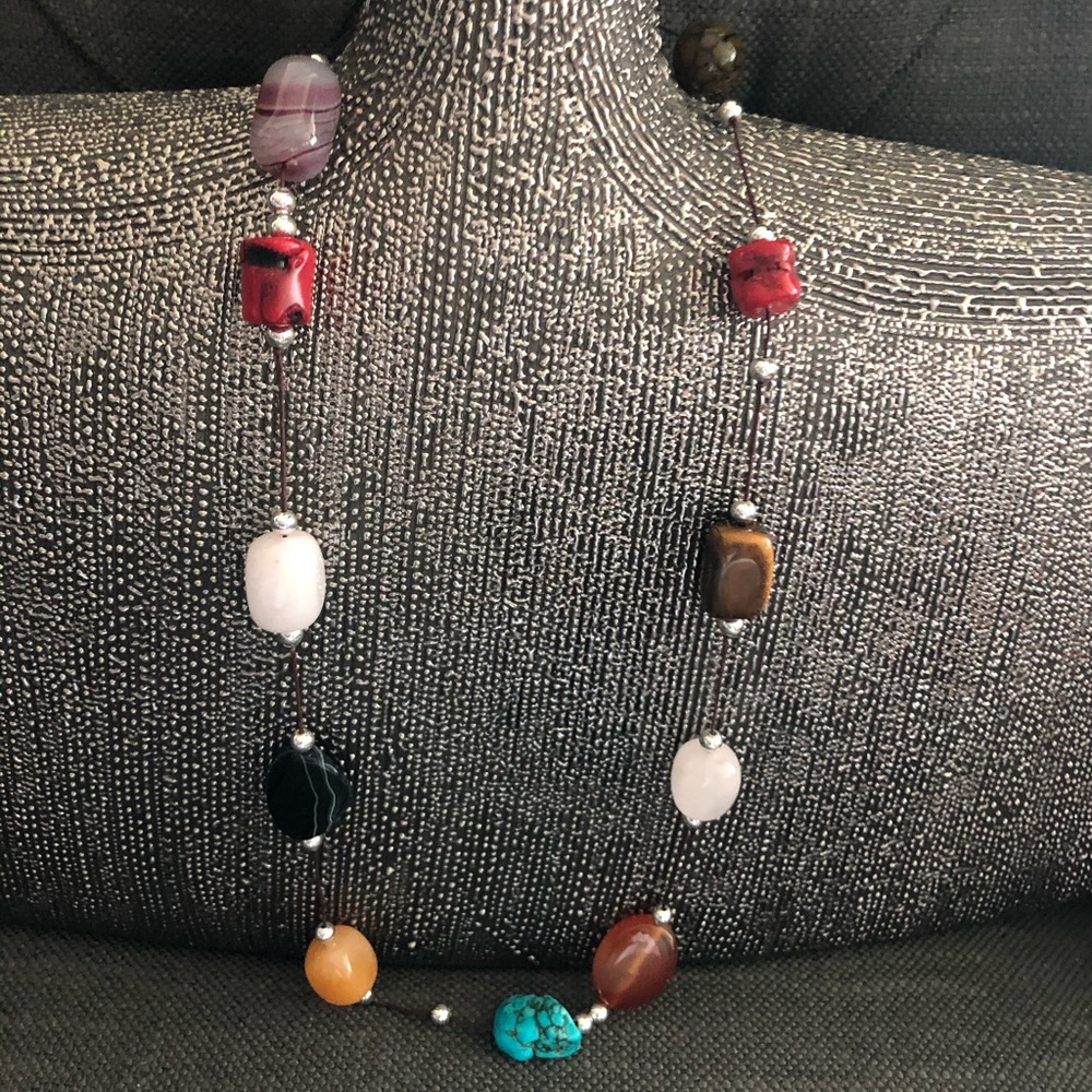Necklace with various polished stones